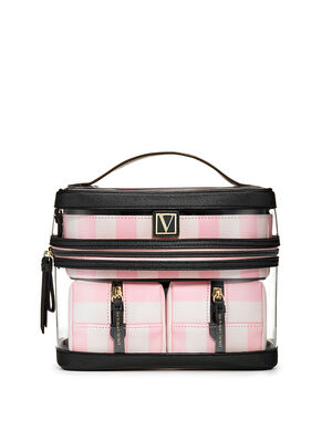 Victoria's Secret Pink Striped VS Everything Travel Case Hanging Makeup Bag  NWT