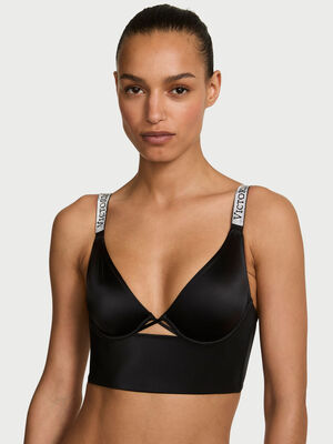 Logo Shine Strap Smooth Longline Demi Bra