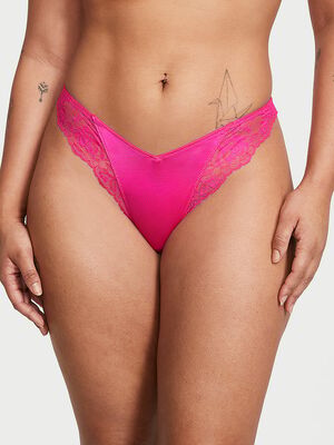 Rose Lace-Trim High-Leg Thong Panty