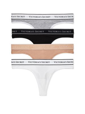 4-Pack Logo Cotton Thong Panties