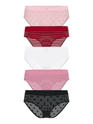 5-Pack Sheer Heritage Logo Hiphugger Panties