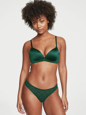 Flocked Logo Mesh Thong Panty