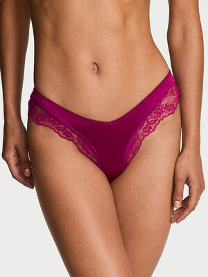 Rose Lace-Trim High-Leg Cheeky Panty
