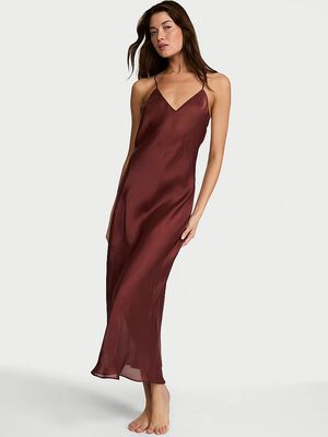 Luxe Sheer Satin Long Slip Dress