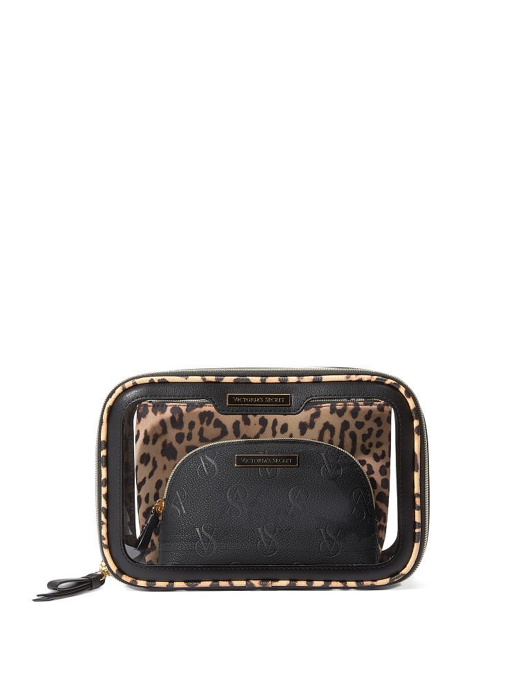 Victoria's Secret Luxe Leopard Brown 4 in 1 Cosmetic Bag - Luxe Leopard Brown