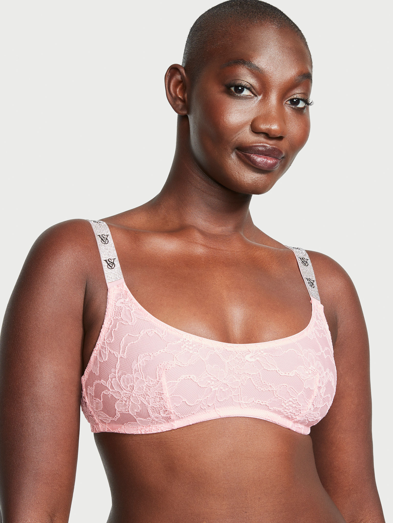 Buy Shine Strap Lace Scoop Bralette