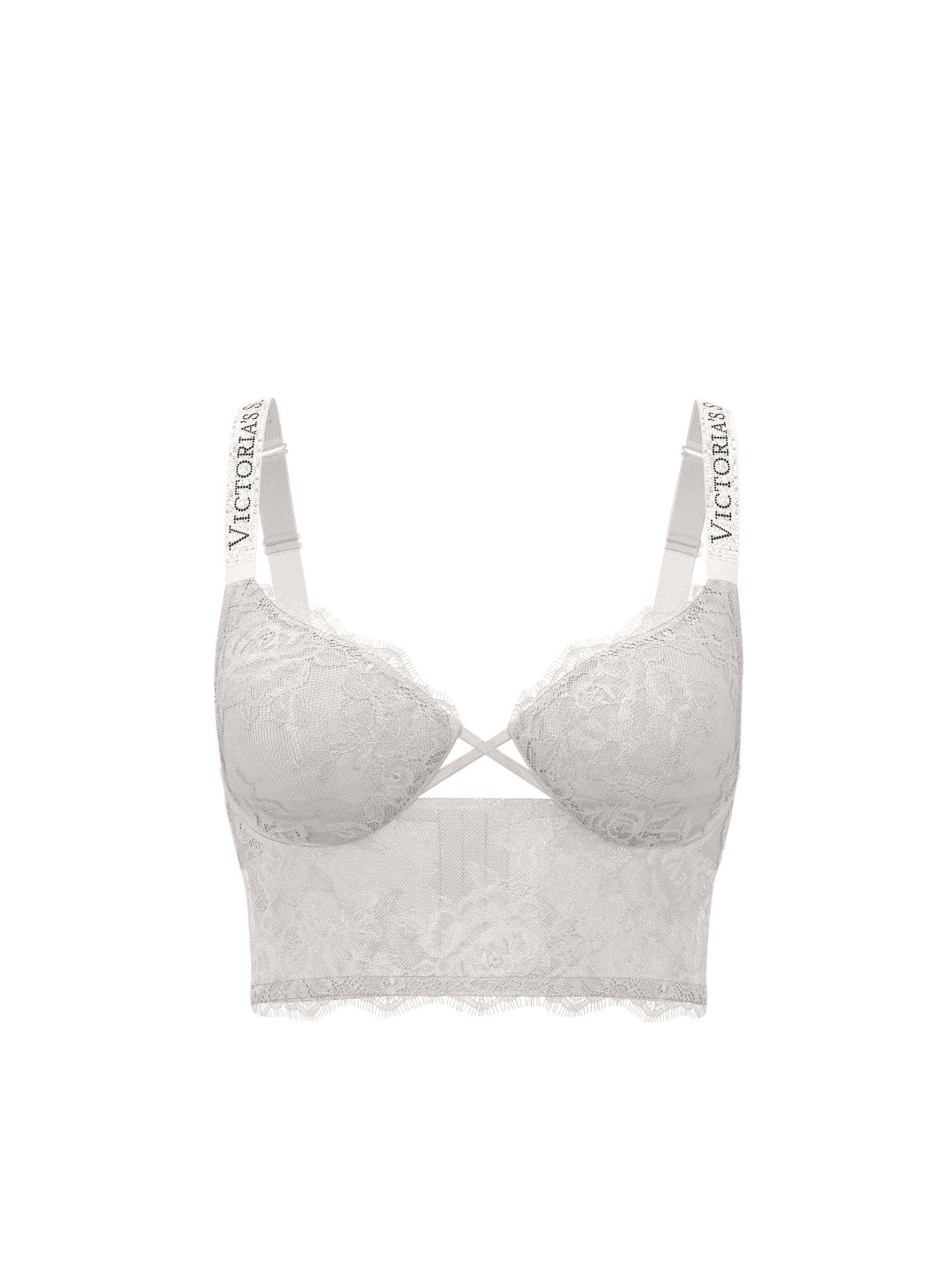 Logo Shine Strap Lace Longline Demi Bra image number null