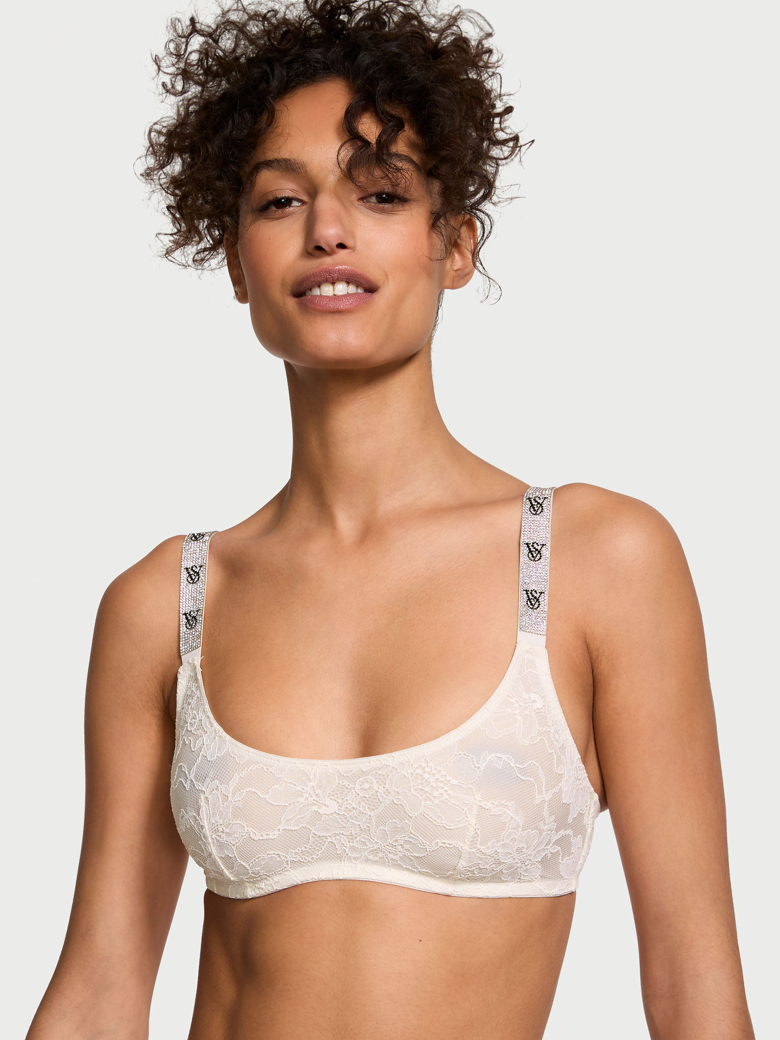 Shine Strap Lace Scoop Bralette image number null