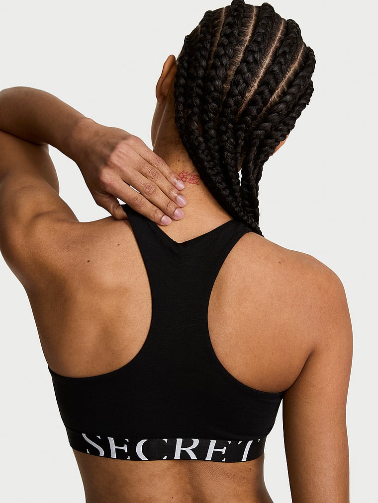 Cotton Exploded Logo Unlined High-Neck Bralette image number null