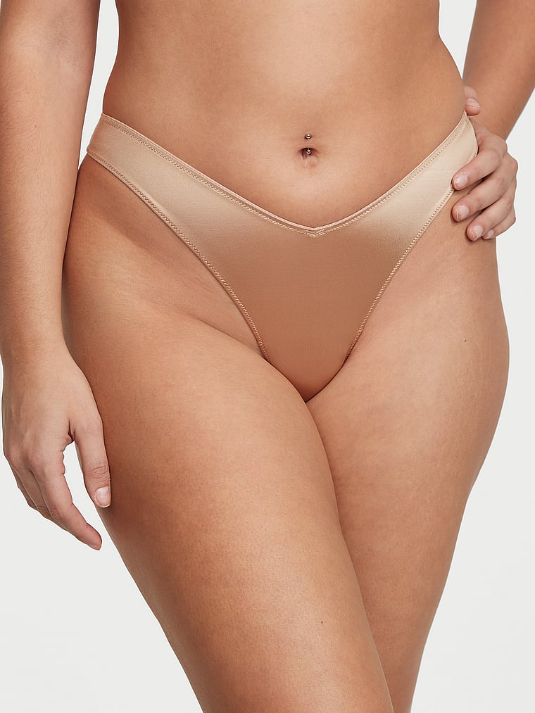 Smooth Strappy-Back High-Leg Thong Panty image number null