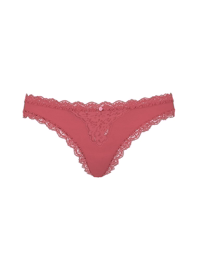 Lace-Trim Thong Panty image number null