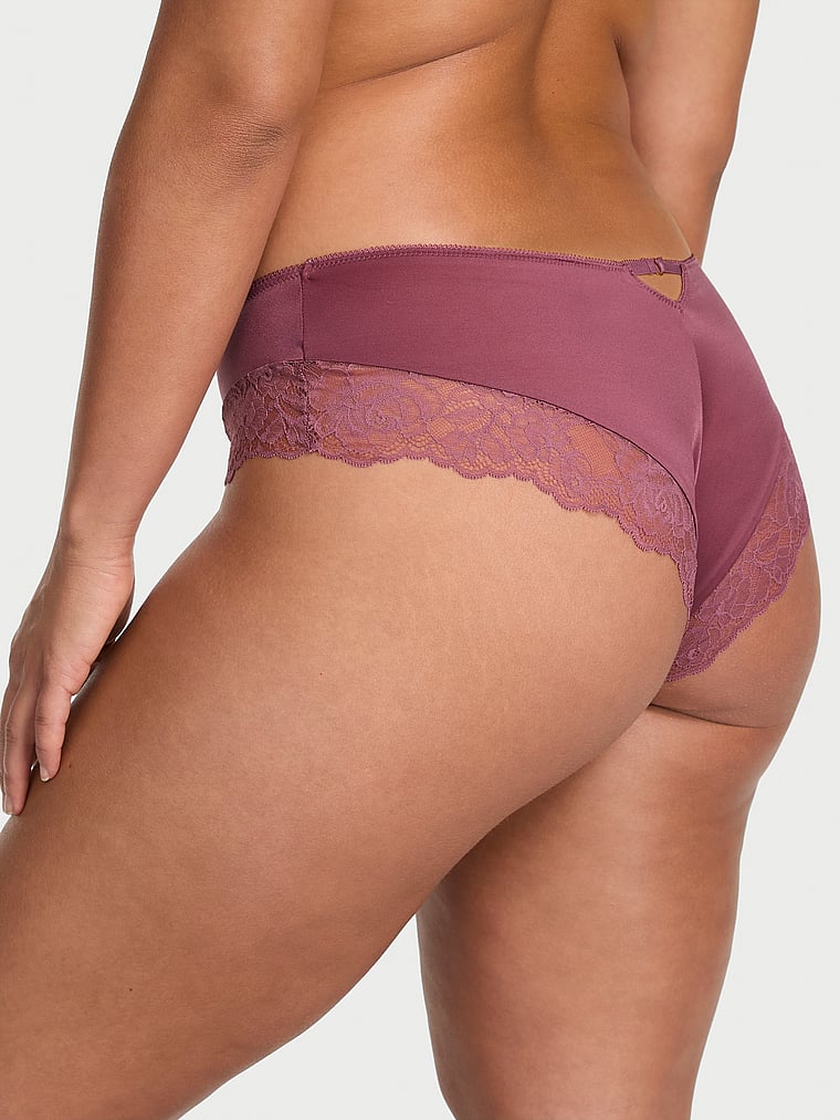 Rose Lace-Trim High-Leg Cheeky Panty image number null