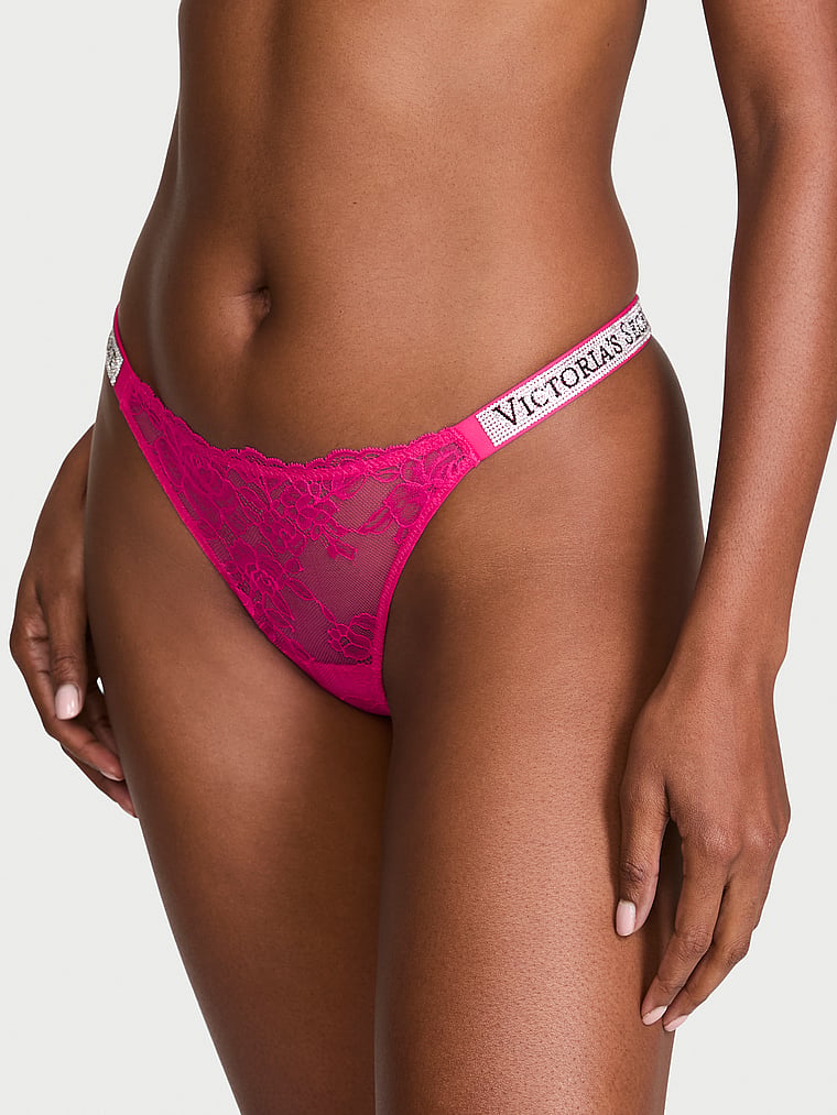 Shine Strap Lace Thong Panty image number null