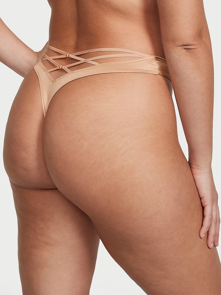 Smooth Strappy-Back High-Leg Thong Panty image number null