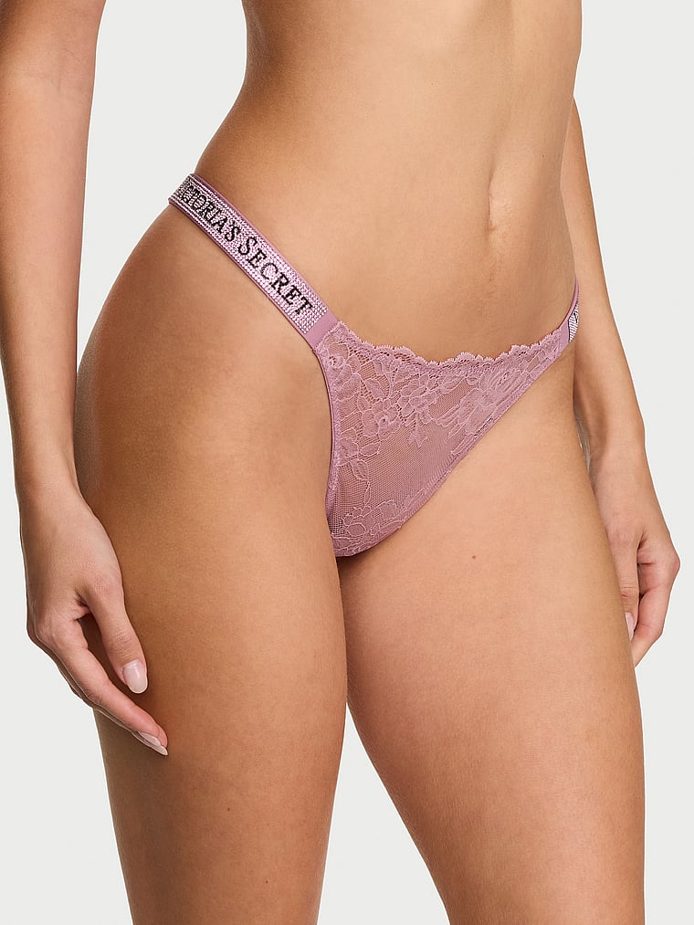 Shine Strap Lace Thong Panty image number null
