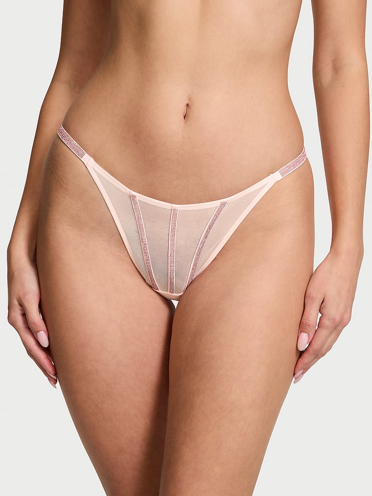 Sheer Shine Thong Panty image number null