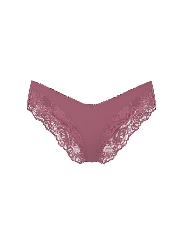 Rose Lace-Trim High-Leg Cheeky Panty image number null