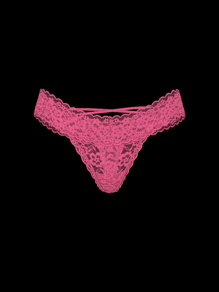 Blossom Lace Strappy-Back Thong Panty image number null