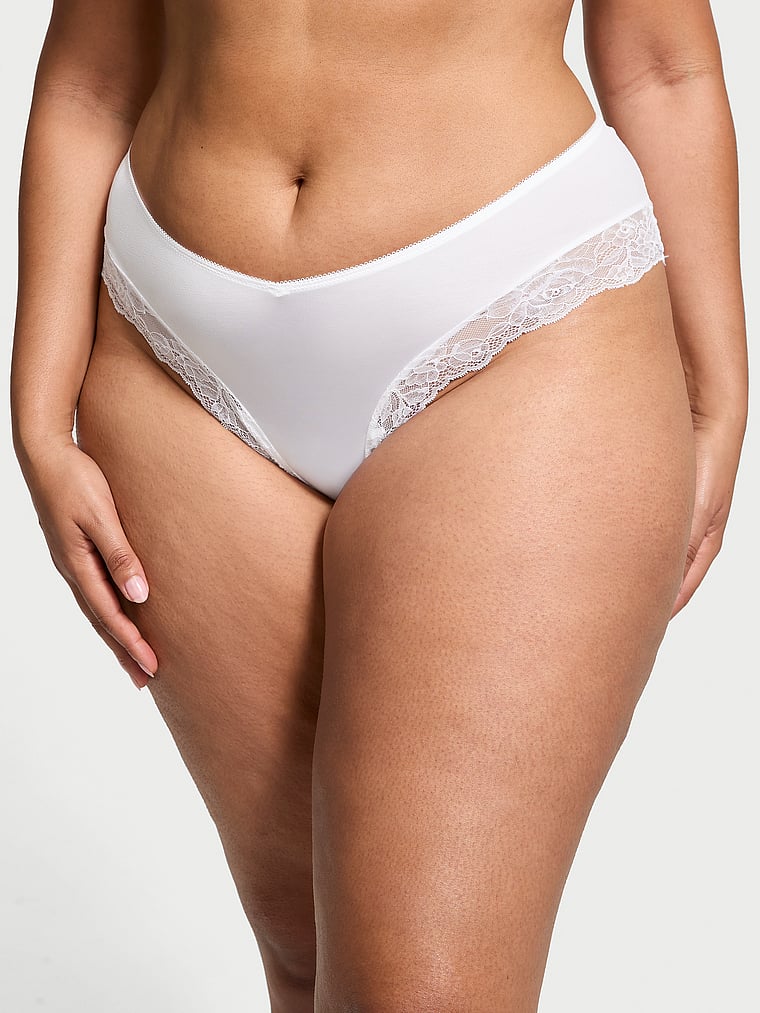 Rose Lace-Trim High-Leg Cheeky Panty image number null