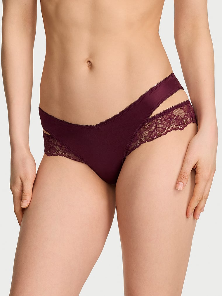 Rose Lace-Trim Cut-Out Cheeky Panty image number null