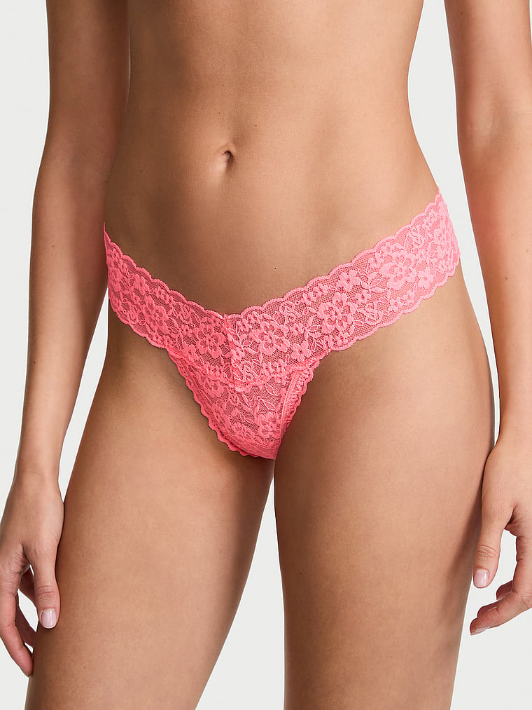Lace Strappy-Back Thong Panty image number null