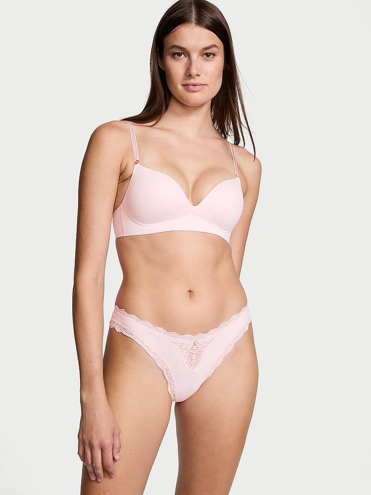 Lace-Trim Thong Panty image number null