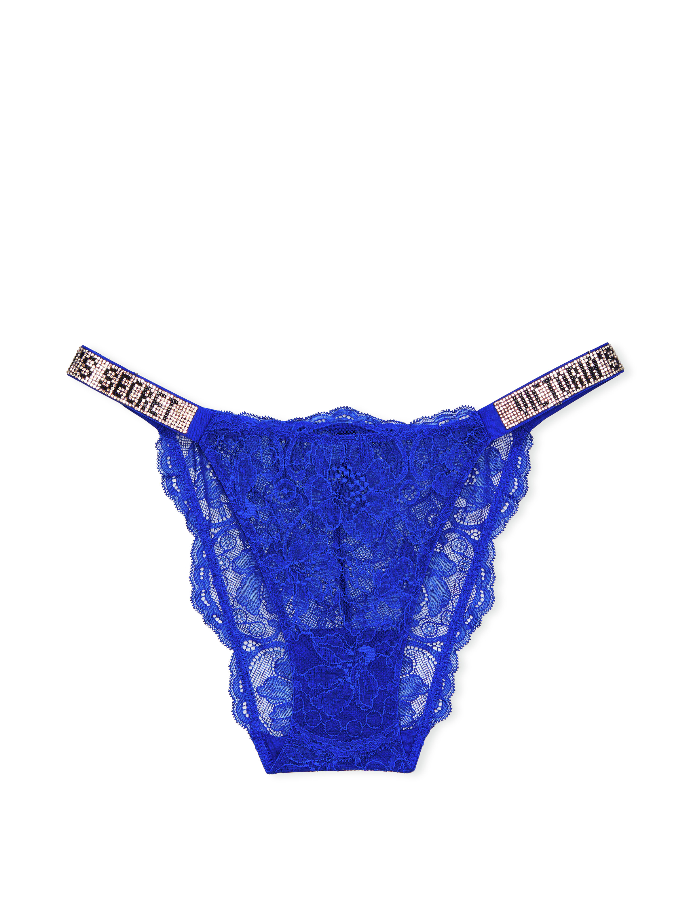 Victoria's Secret Angel panty lace embroidery thong cheeky garter blue  Jewels