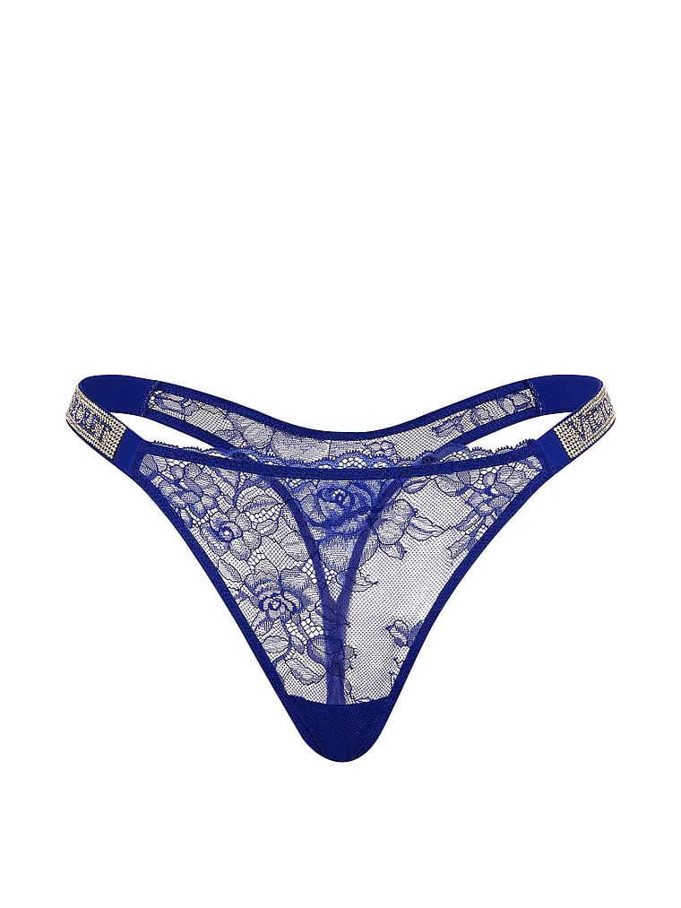 Shine Strap Lace Thong Panty image number null