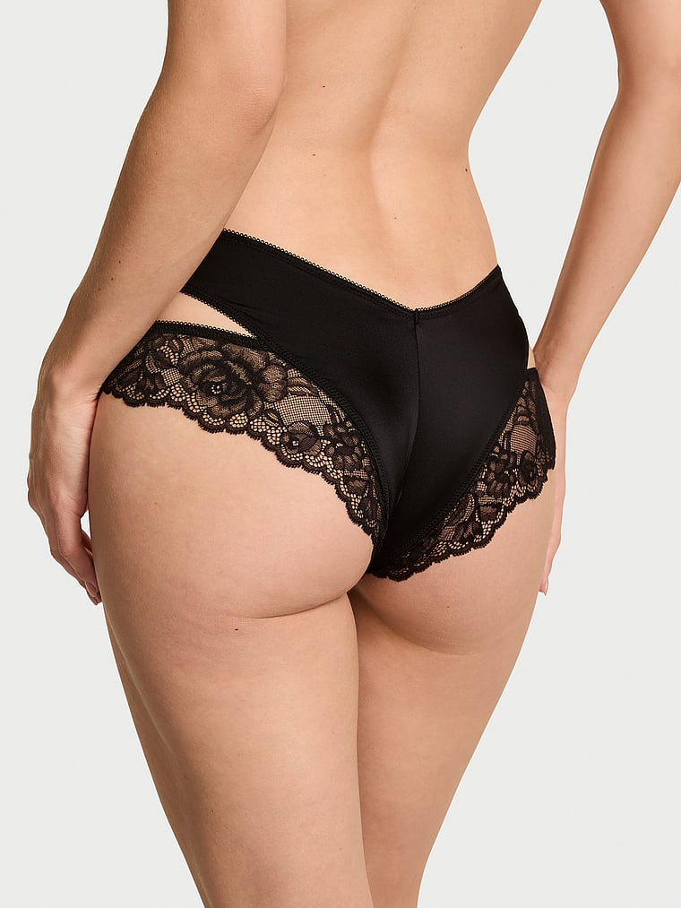 Rose Lace-Trim Cut-Out Cheeky Panty image number null