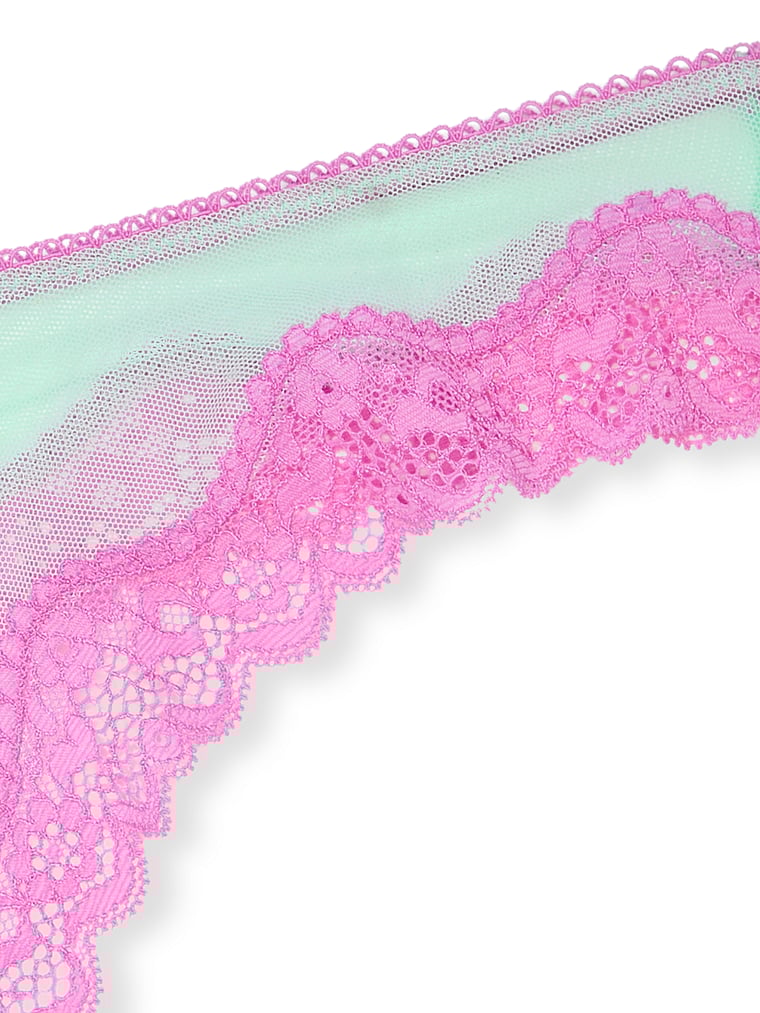 Tease Mesh Lace-Trim High-Leg Thong Panty image number null