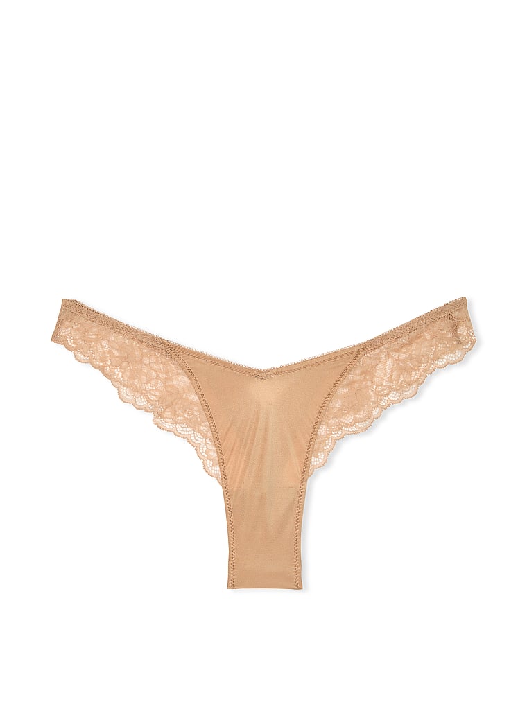 Rose Lace-Trim High-Leg Thong Panty image number null