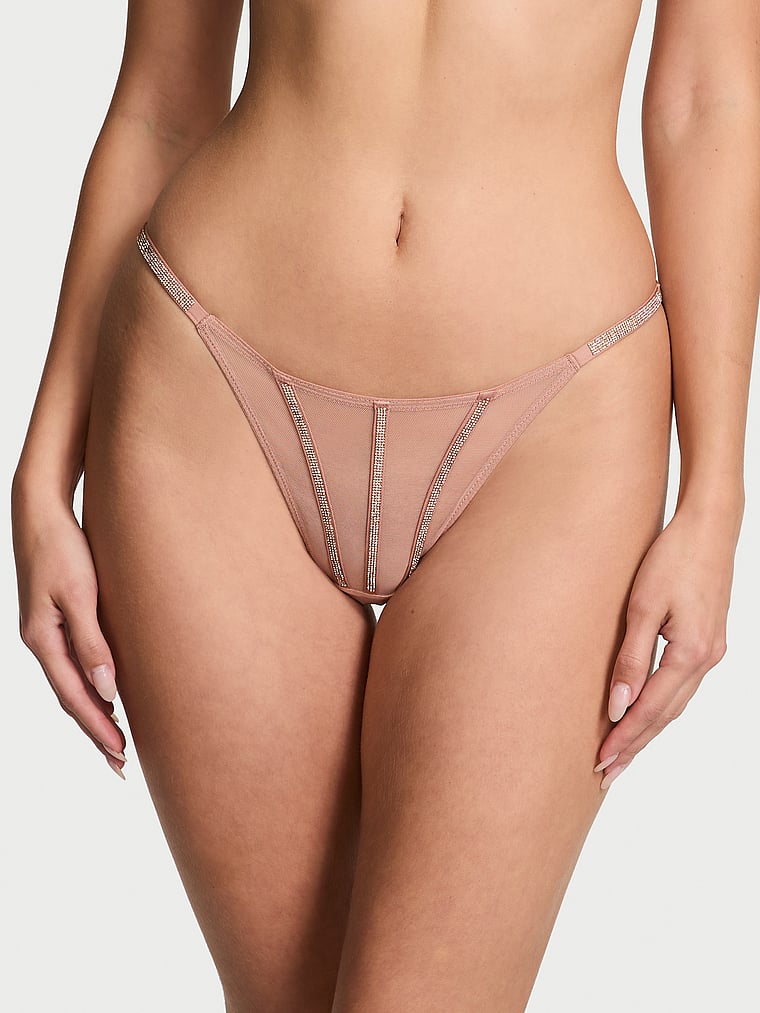 Sheer Shine Thong Panty image number null