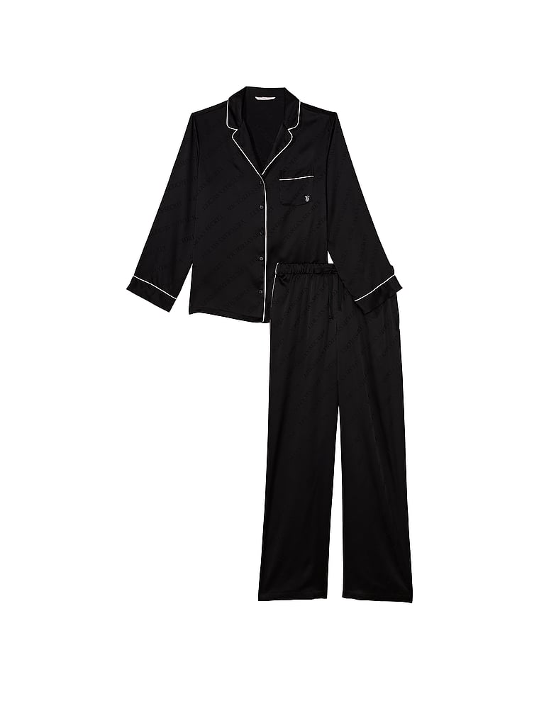 Glazed Satin Long Pajama Set image number null