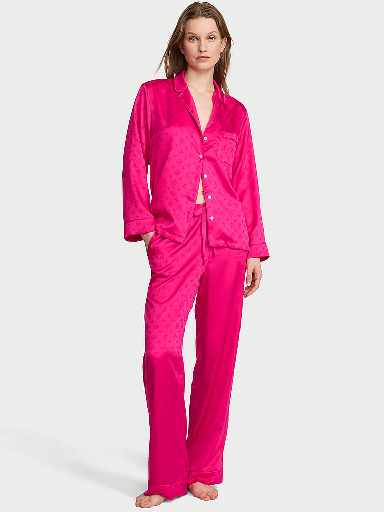 Signature Satin Long Pajama Set image number null
