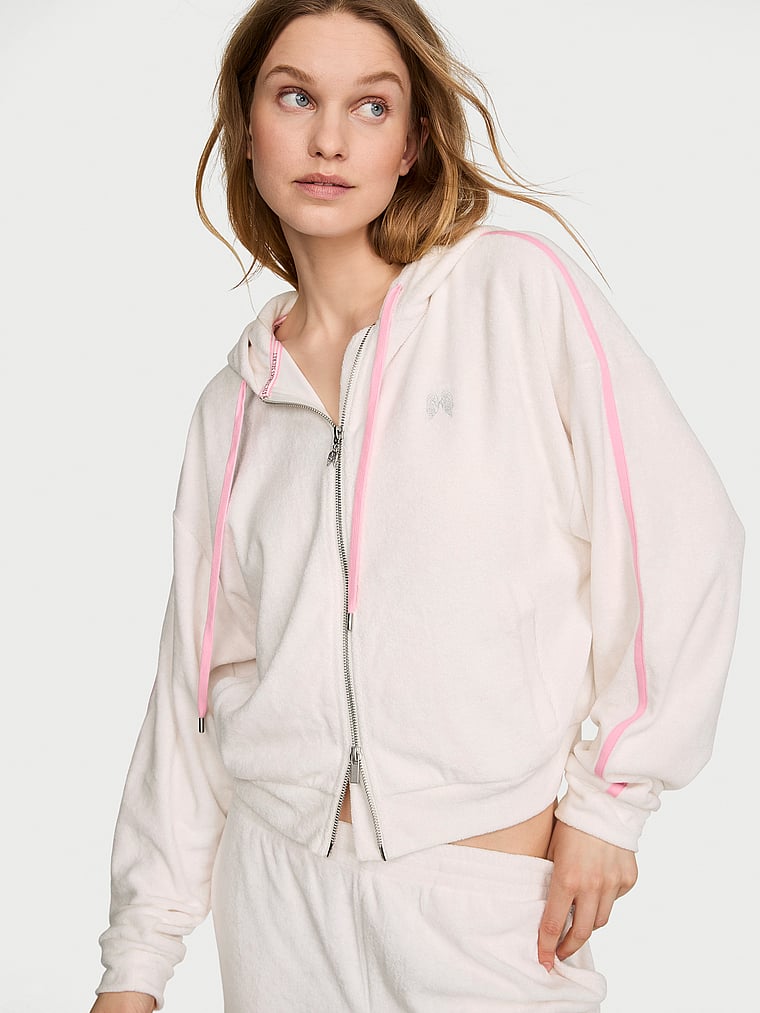 Micro Terry Full-Zip Hoodie image number null