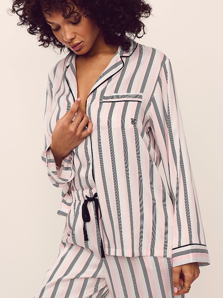 Signature Satin Long Pajama Set image number null