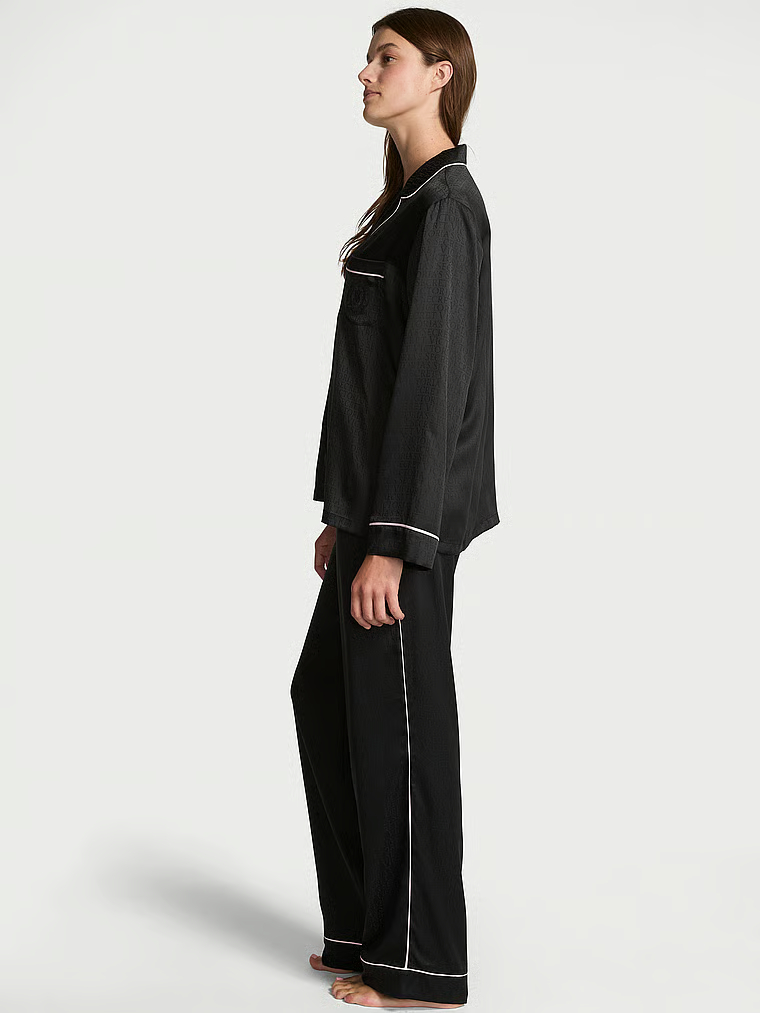 Signature Satin Long Pajama Set image number null