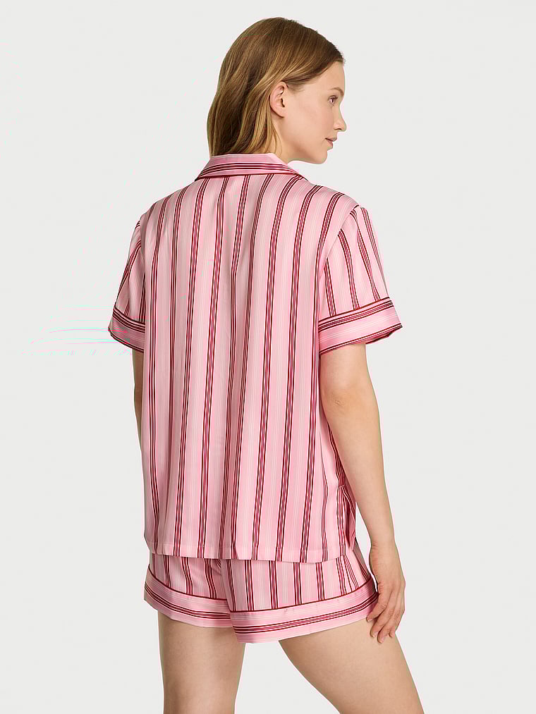 Glazed Satin Short Pajama Set image number null